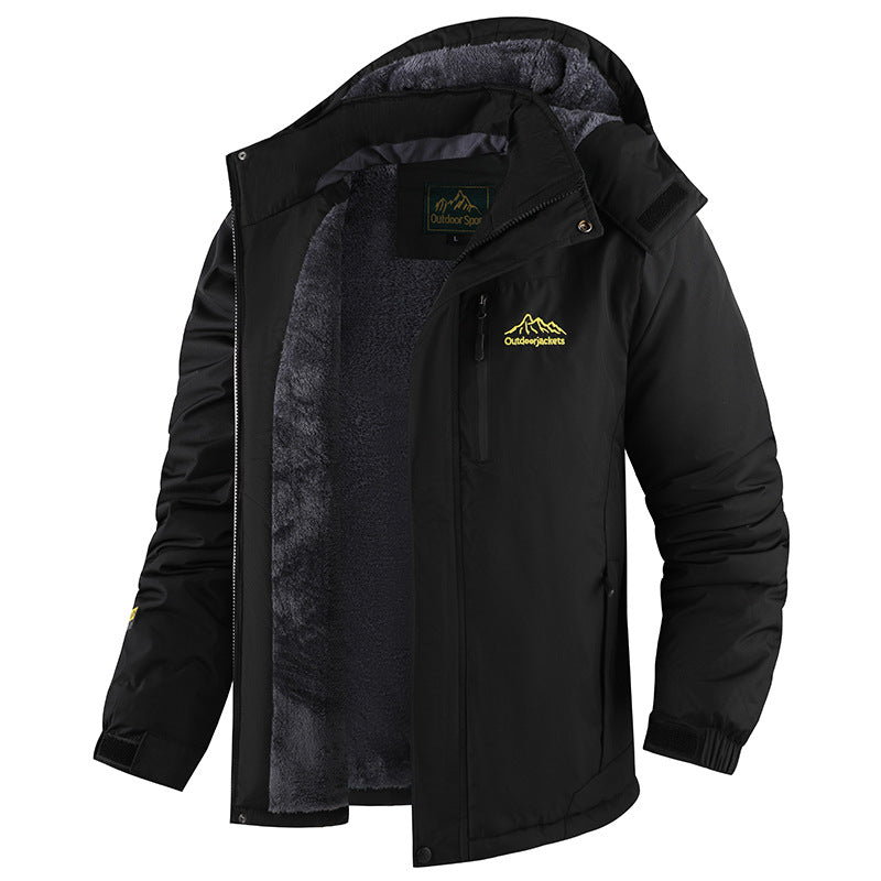 Men's Fleece‑Lined Winter Jacket | Waterproof Windproof Hooded Outdoor Ski Coat M‑6XL