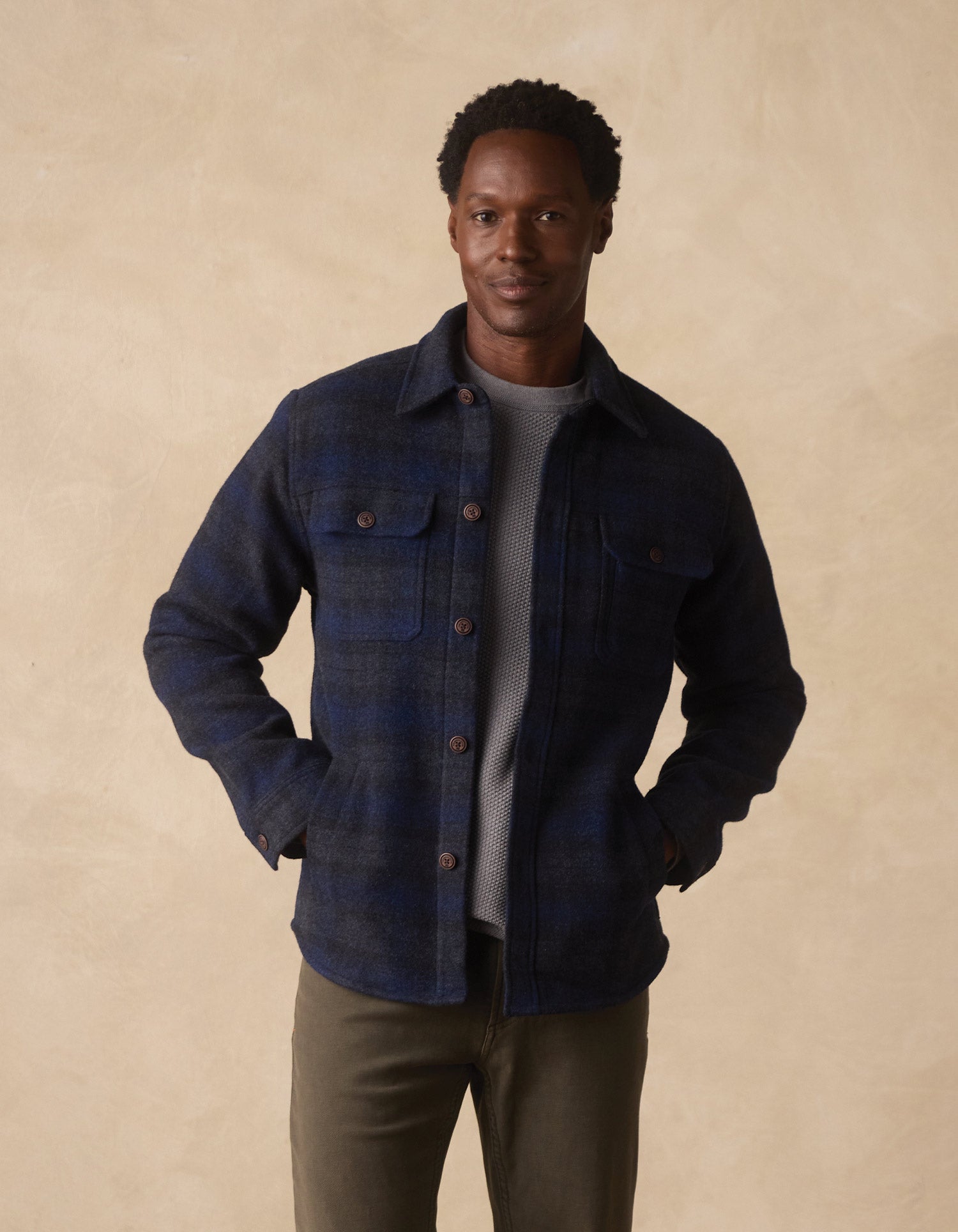 Brightside Flannel Lined Workwear Jacket in Navy Plaid